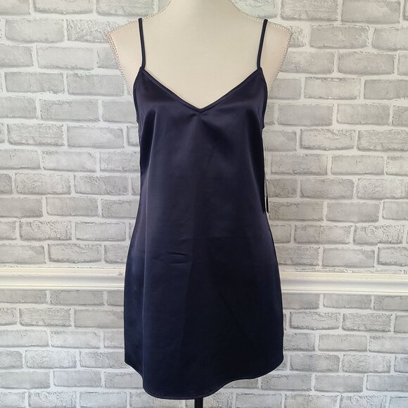 Lulus Navy Blue Satin Mini Slip Dress Cocktail Prom Party Hoco Club NEW Small - Picture 8 of 8